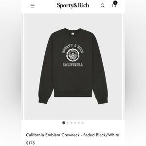 Sporty & Rich Faded Black Crewneck with White Emblem